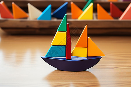 彩色帆船玩具建立完美的商务营销策略背景