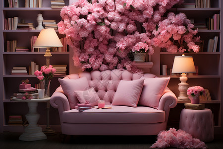 舒适的粉色沙发图片