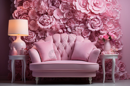 粉色的沙发和装饰图片