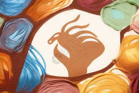 彩色沙画创意绘制沙画构图插画