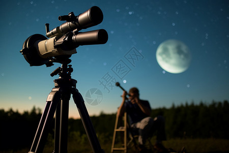 月球星空天文学家观测星空背景