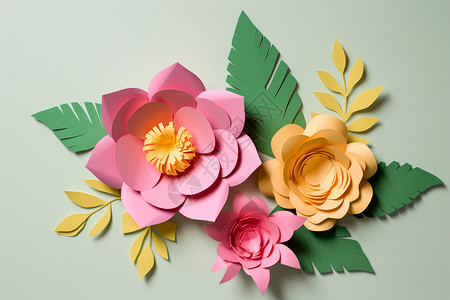 立体手工素材艺术感立体花朵剪纸设计图片