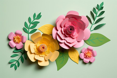 创意花朵立体剪纸背景图片