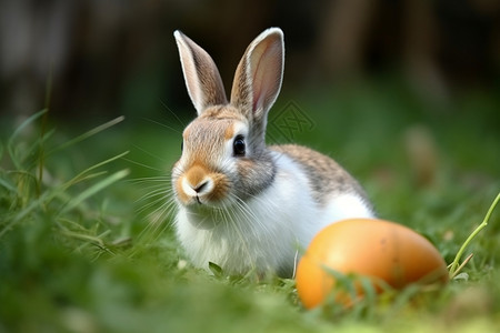 草地上休息的小兔子图片