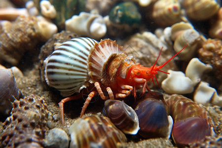 海底螃蟹水族馆里的寄居蟹背景