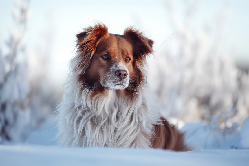 冬季雪中的宠物狗图片