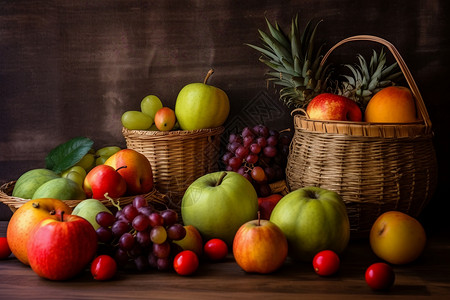 桌子上的水果背景图片