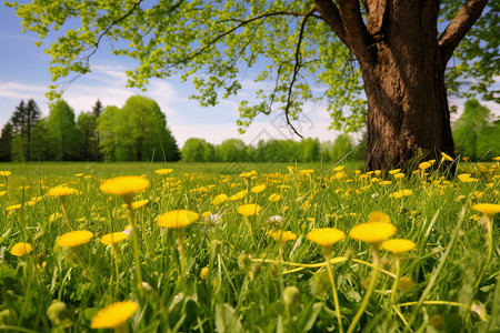 春天的绿色田野图片