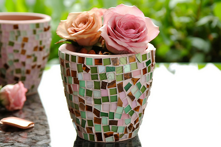 陶瓷花瓶中的花图片
