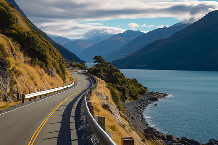 山底下的道路背景图片