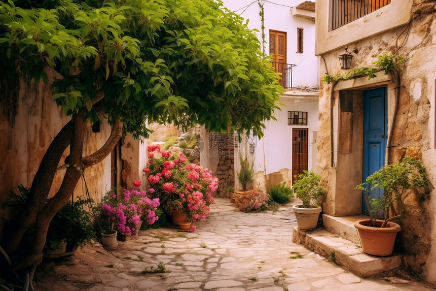 传统地中海村庄街道图片