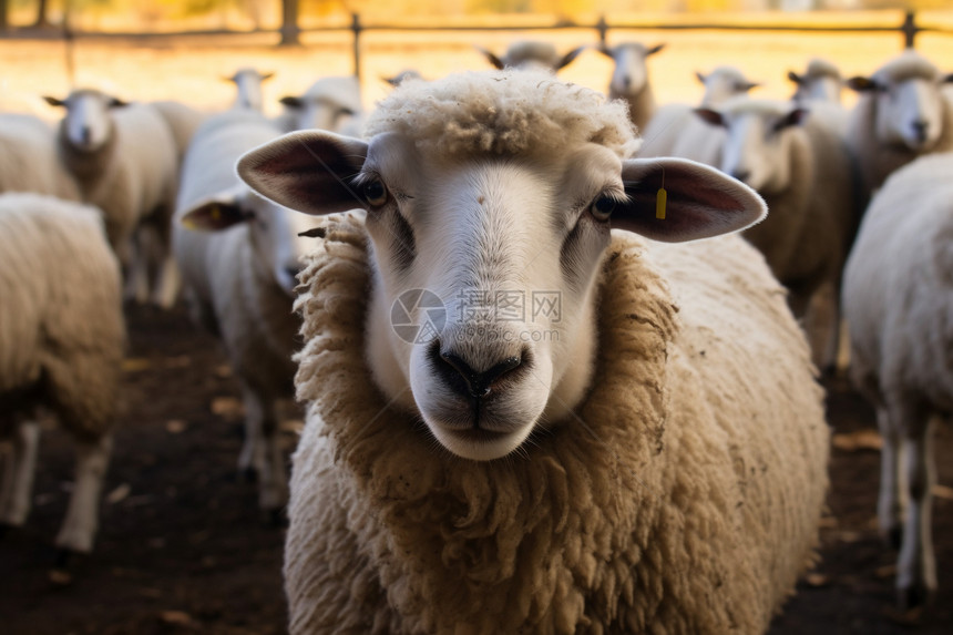 农村农场中养殖的绵羊图片