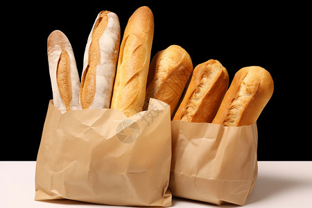 袋子中的小麦面包背景图片