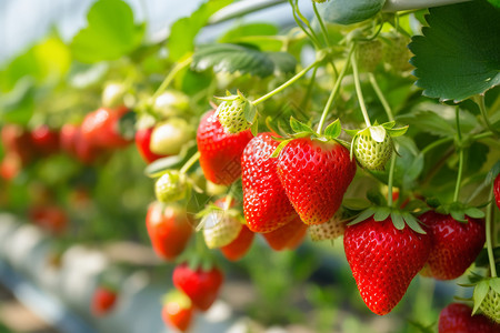 生长的草莓作物生长高清图片