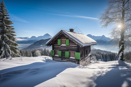 冬天的度假小屋图片