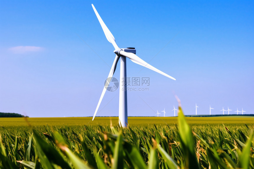 麦田的风力发电机图片