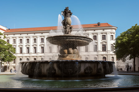 广场的雕塑背景图片