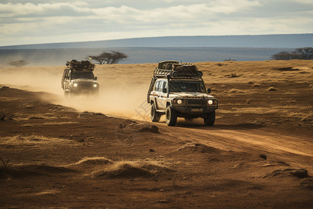 游客吉普车沙漠旅行背景