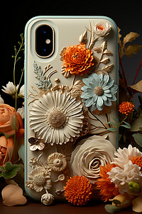 优雅浮雕花朵手机壳图片