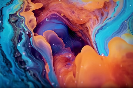 抽象的彩色颜料状液体混合图片