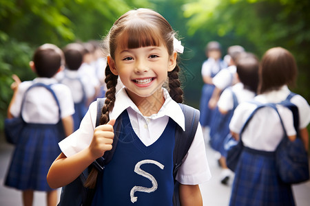 孩子入学开学季入学的一年级女孩背景