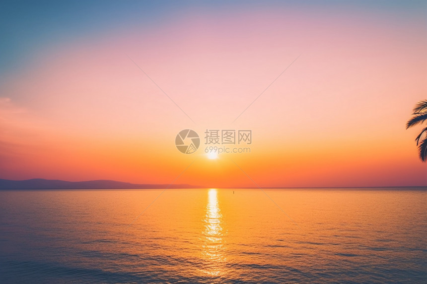 海洋日出日落海面图片
