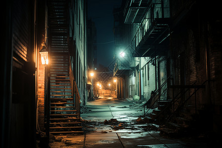 昏暗的街边小巷背景图片