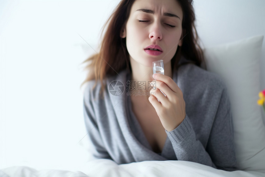 喉咙痛的女人图片