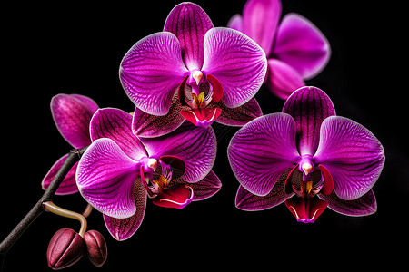 紫色花蝴蝶异国情调的兰花背景