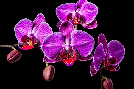紫色花蝴蝶新鲜开放的兰花背景