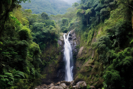美丽的热带瀑布图片
