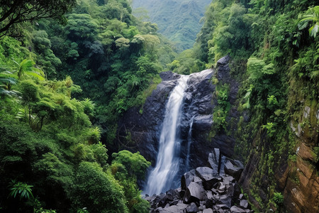 山里面的瀑布背景图片