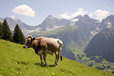 山坡上的奶牛图片
