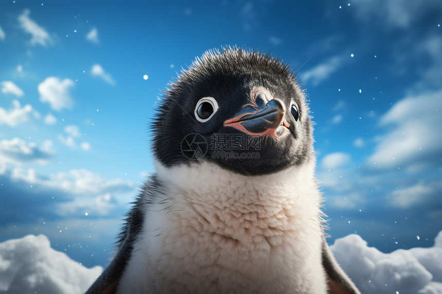蓝天下的企鹅图片