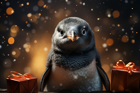 一个快乐的企鹅背景图片