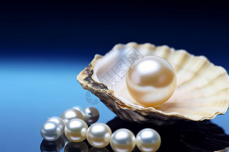 海洋宝藏贝壳里的珍珠背景