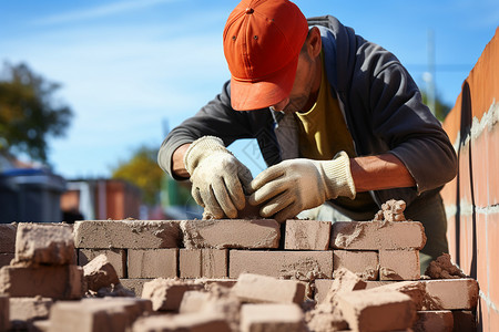 建筑工人安装瓦工高清图片