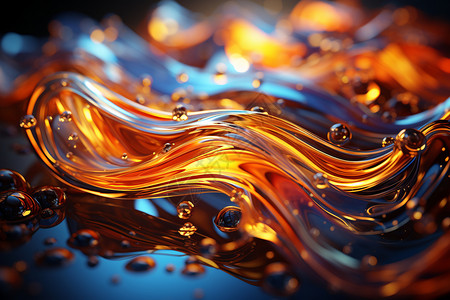 橙色曲线火焰多维流体背景设计图片