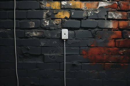 墙上的插座深色砖墙设计图片