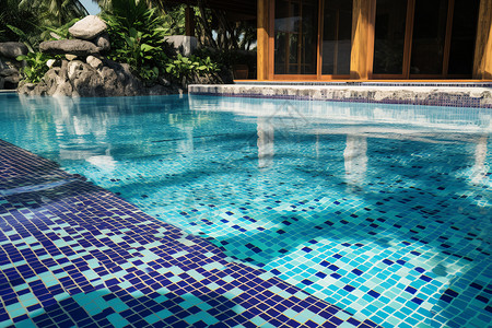 游泳池马赛克瓷砖背景图片