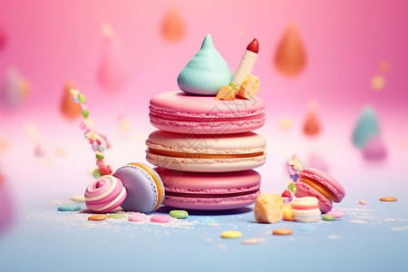 五颜六色的马卡龙蛋糕彩色的马卡龙设计图片