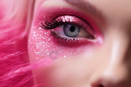 芭比粉的眼妆效果背景图片