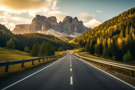 西部白云岩山里的公路背景