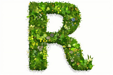 绿叶字母R背景图片