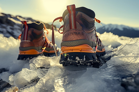 防滑保暖的徒步登山鞋背景图片
