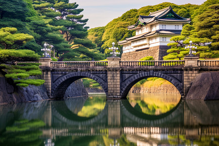 东京高野城堡夏季东京城市建筑的美丽景观背景