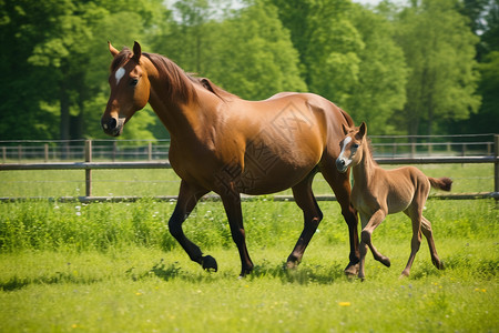 乡村马场中养殖的马匹高清图片