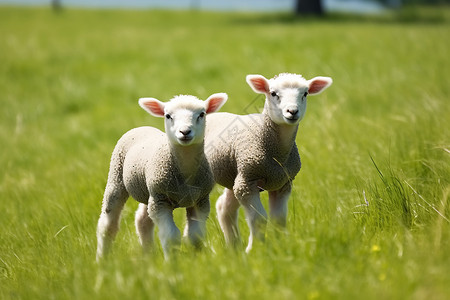 草原羔羊草原上放牧的羔羊背景