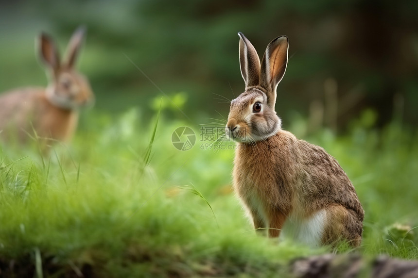 丛林中的野生兔子图片