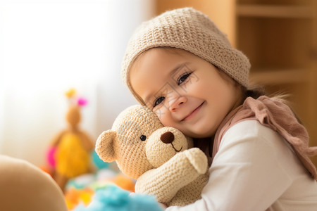 抱着玩具熊的可爱女孩图片